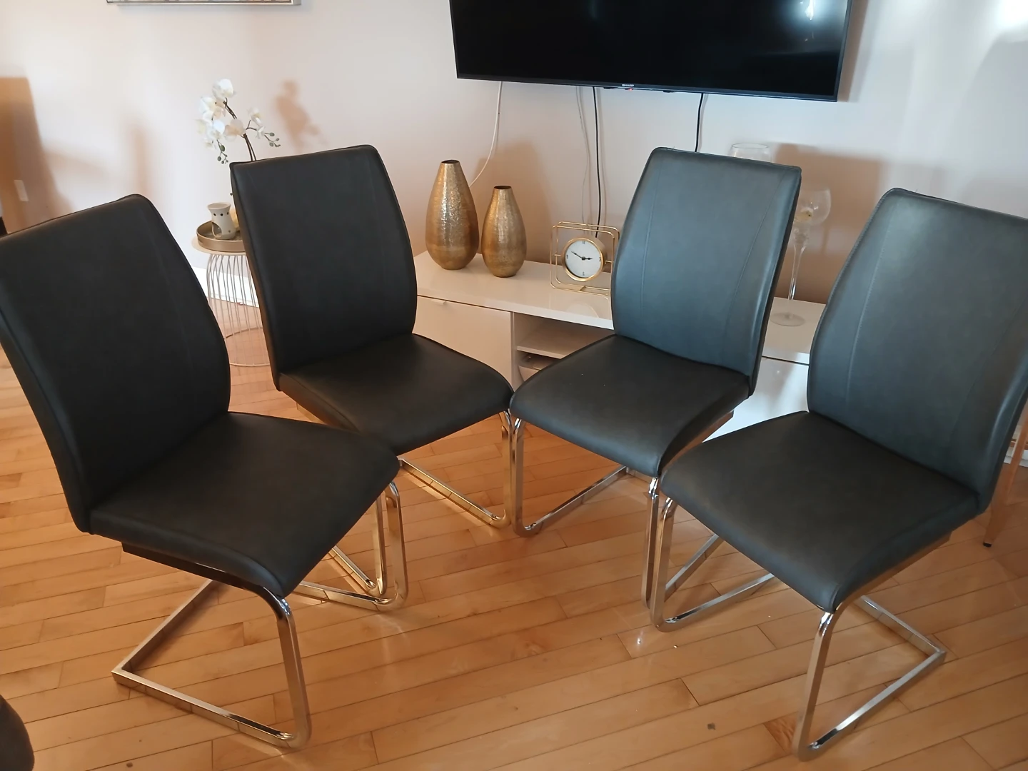 Set of 4 Faux Leather Dining Chairs