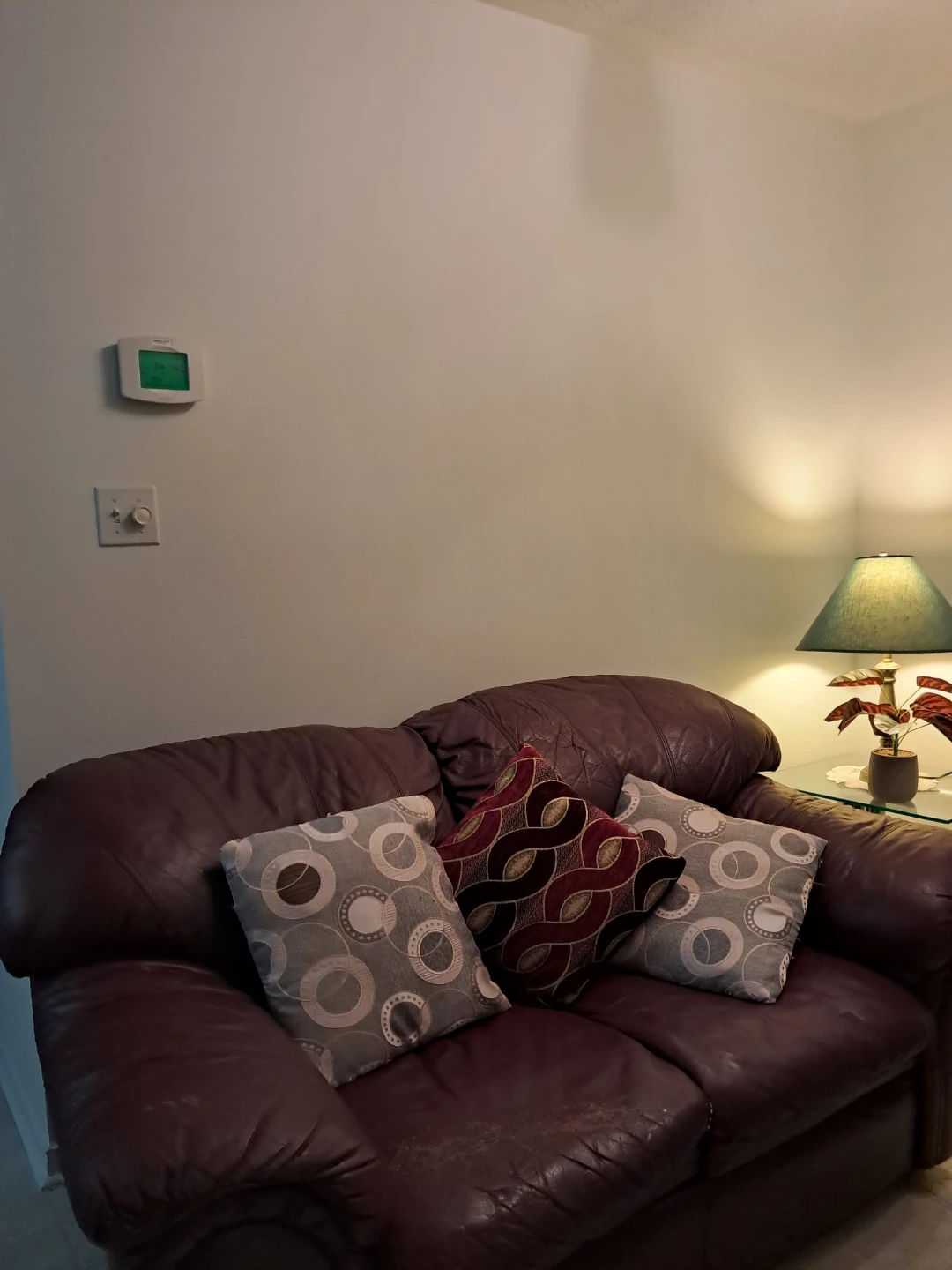Leather Loveseat Sofa with Decorative Pillows