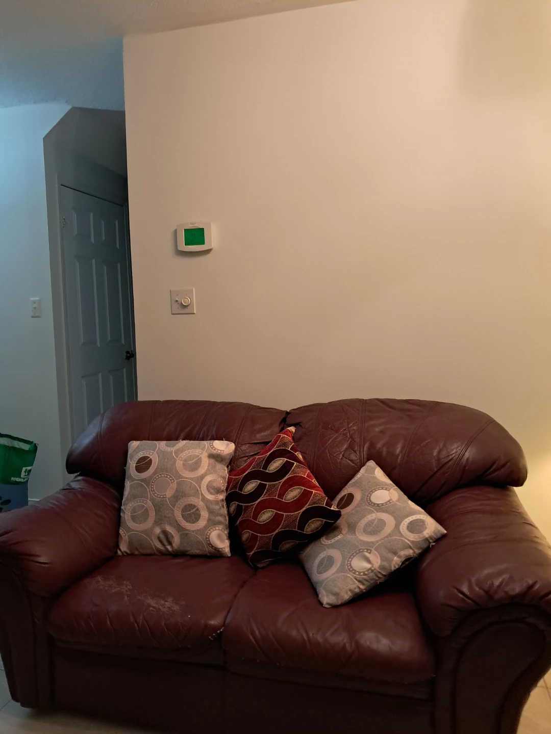 Leather Loveseat Sofa with Decorative Pillows - photo 2