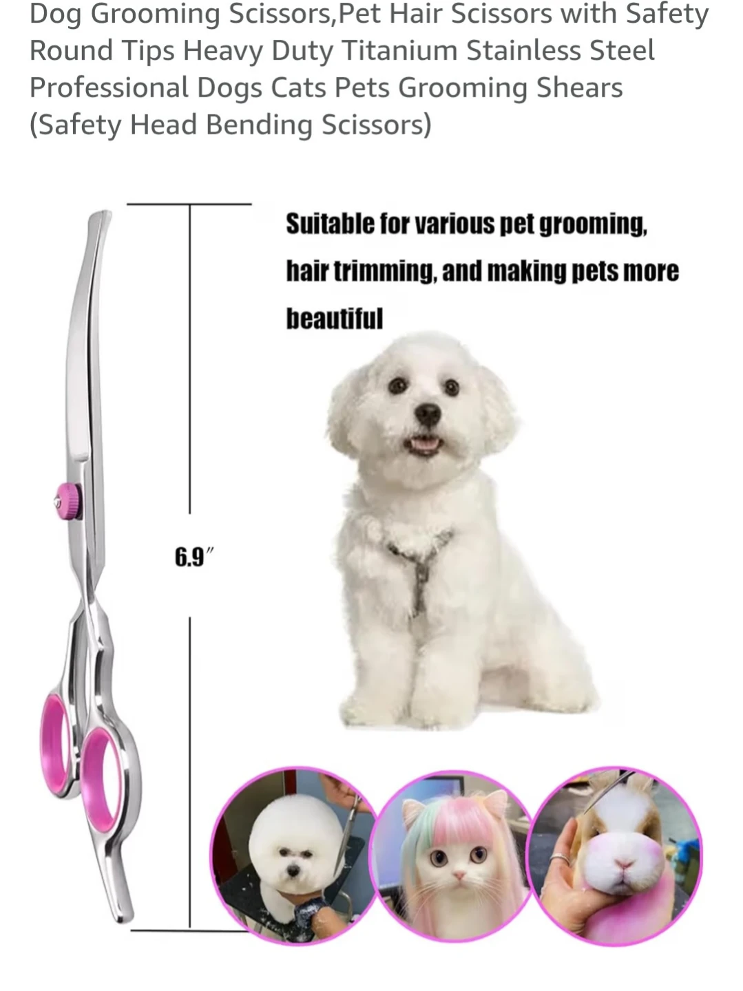 Pet Grooming Scissors - Stainless Steel with Pink Handles - photo 4