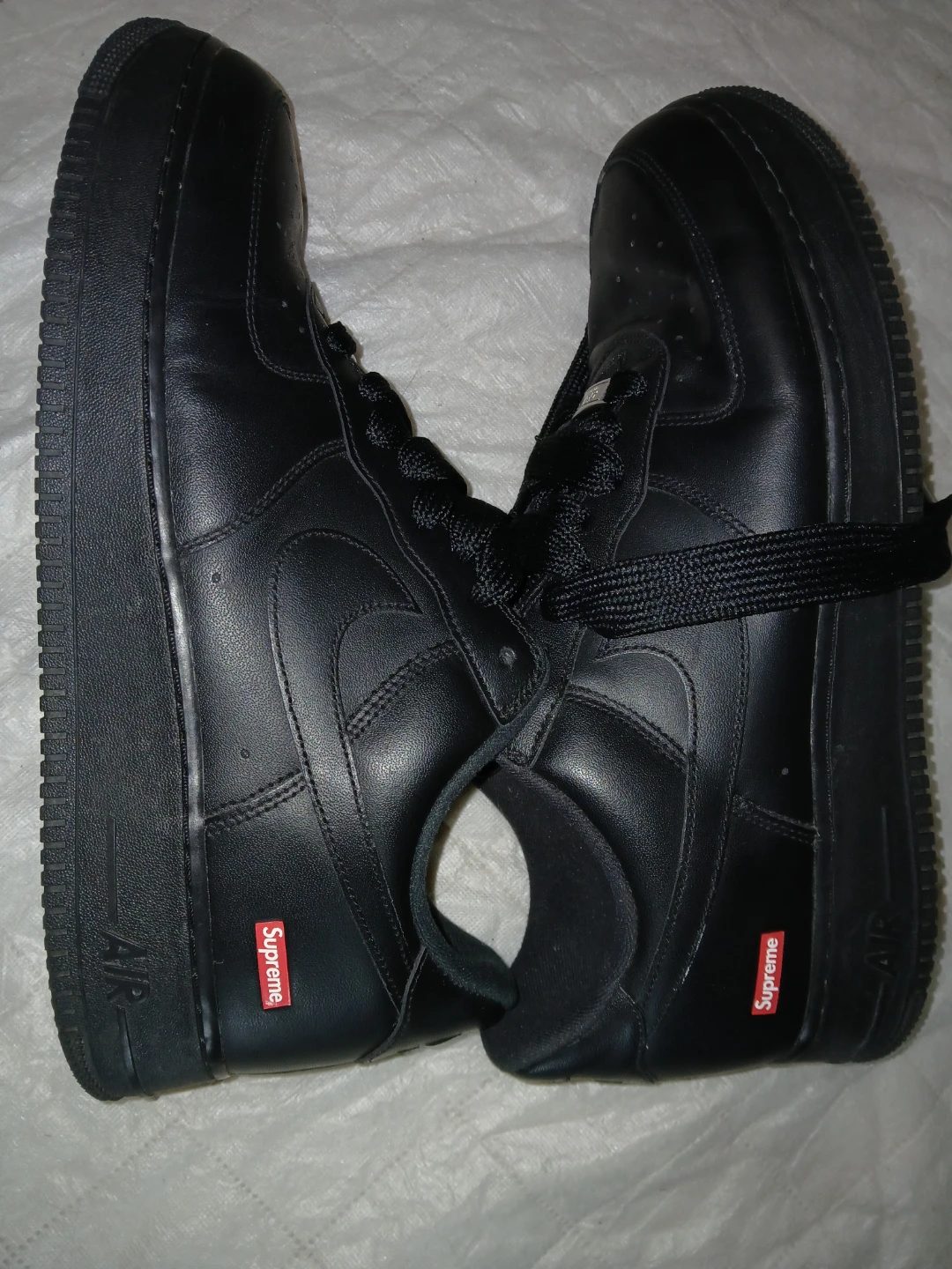 Nike Air Force 1 '07 with Supreme fomhoBlack Leather Sneakers - photo 2