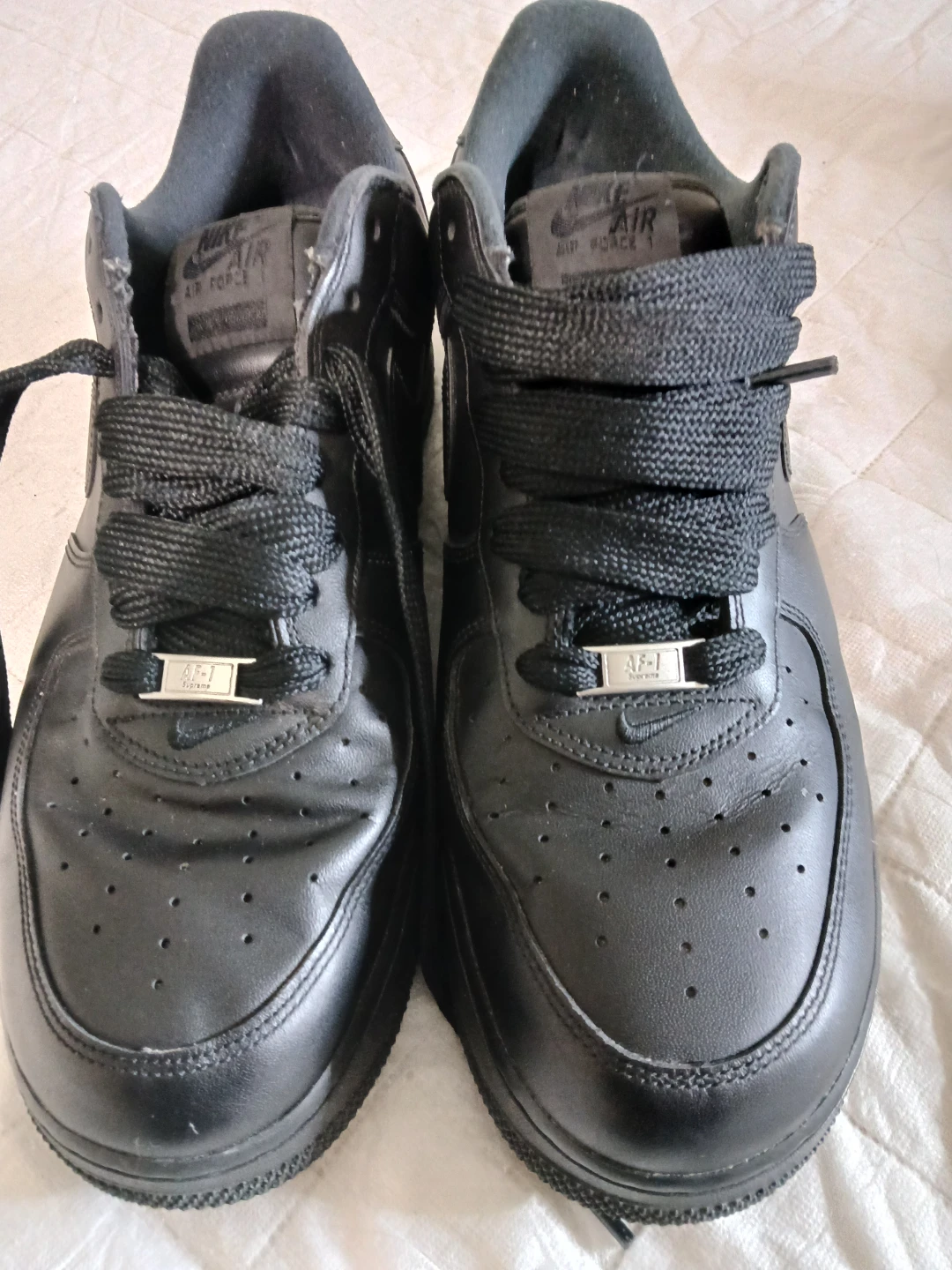 Nike Air Force 1 '07 with Supreme fomhoBlack Leather Sneakers - photo 3