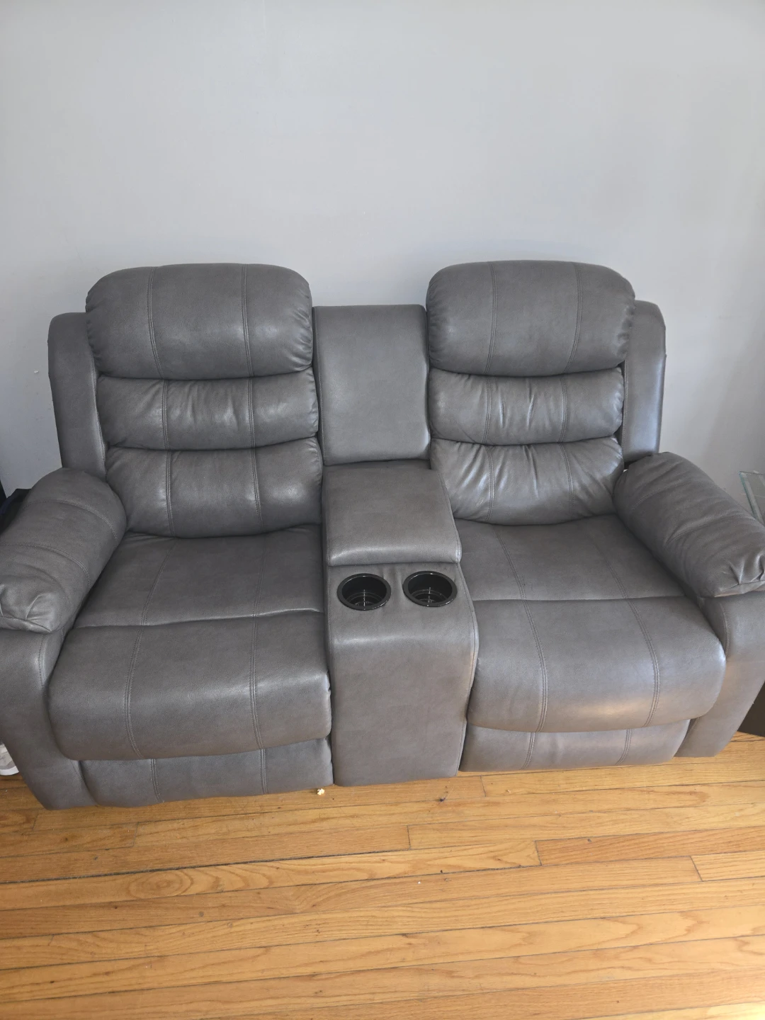 Gray Loveseat Recliner with Cup Holders - photo 4