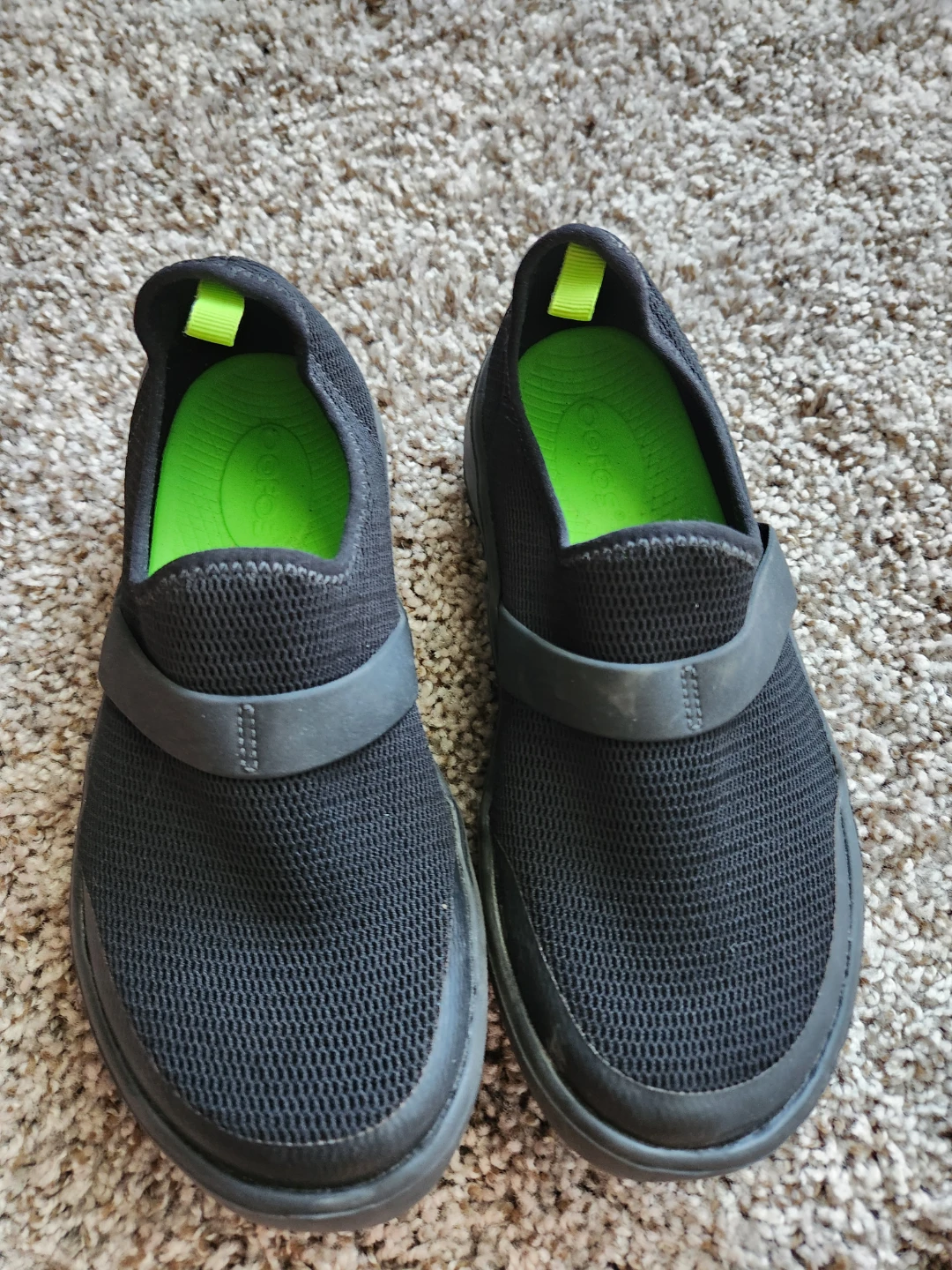 OOFOS Black Mesh Slip-On Shoes