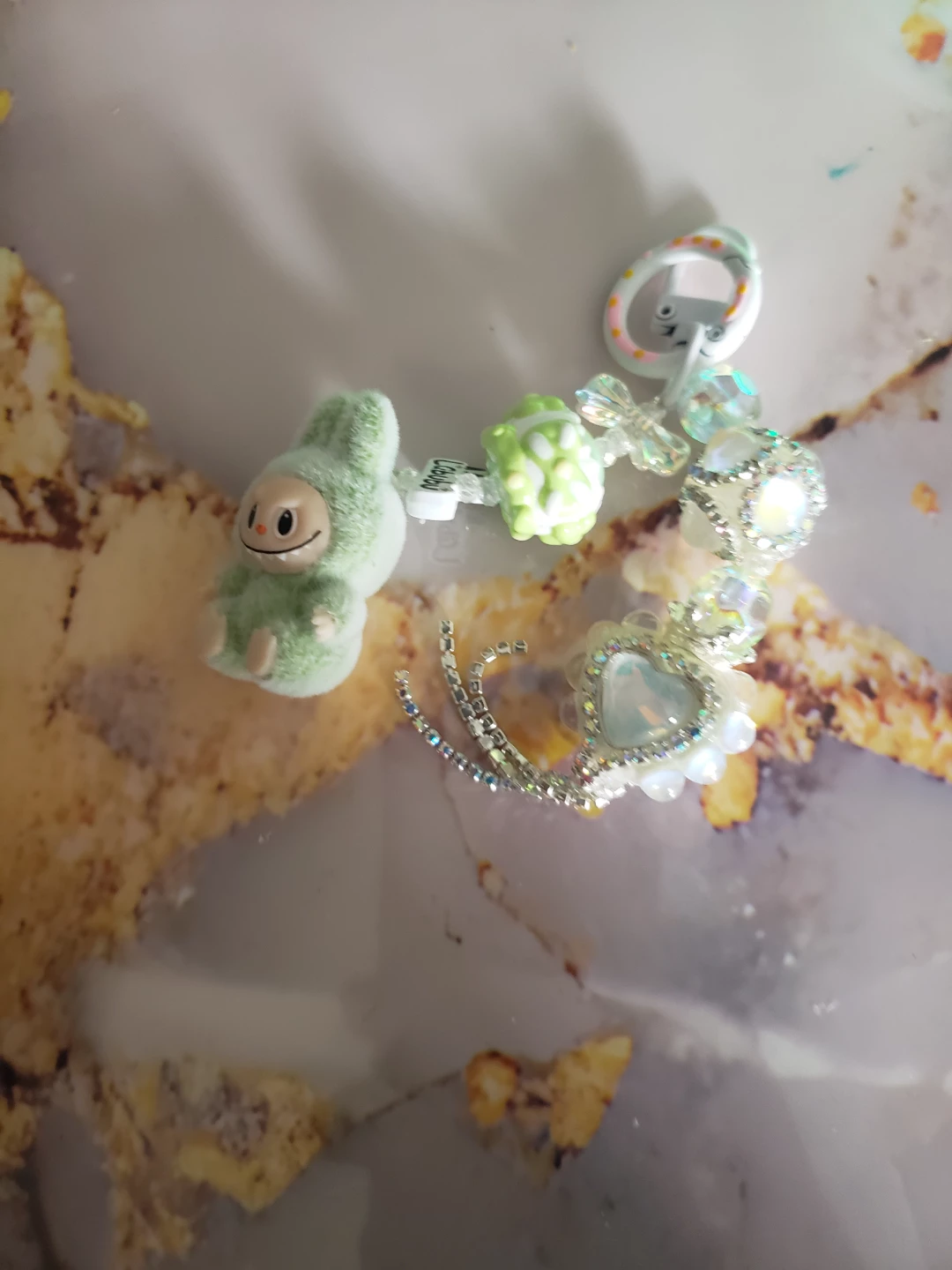 Light Green Plush Keychain with "Labubu" Charm - photo 2