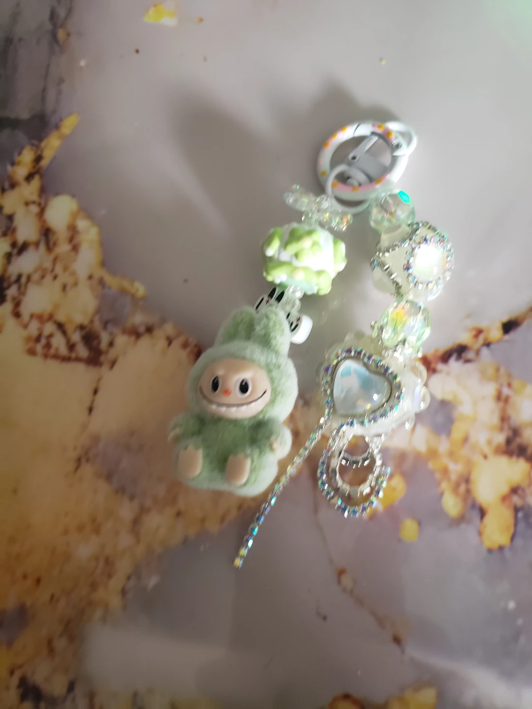 Light Green Plush Keychain with "Labubu" Charm - photo 4