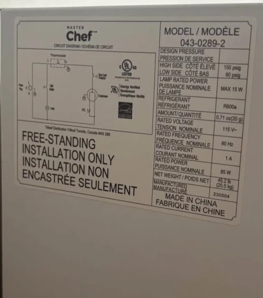 Master Chef Mini Fridge-White - photo 2