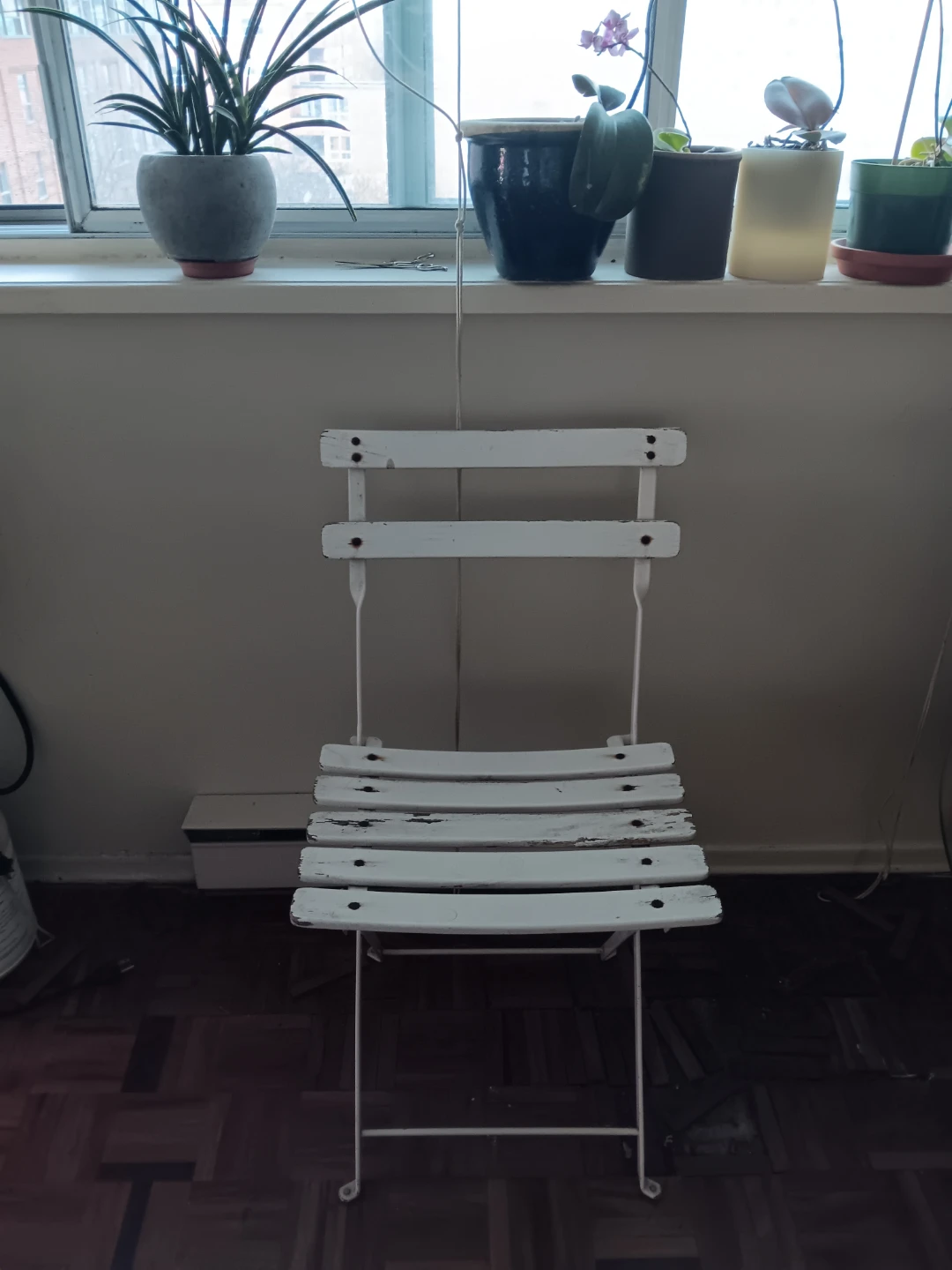 White Folding Slatted Chair