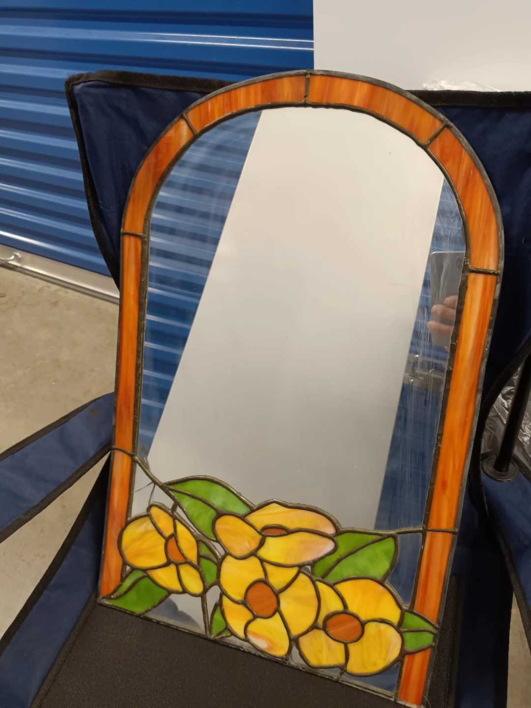 24"x18" Stained Glass Floral Arch Mirror