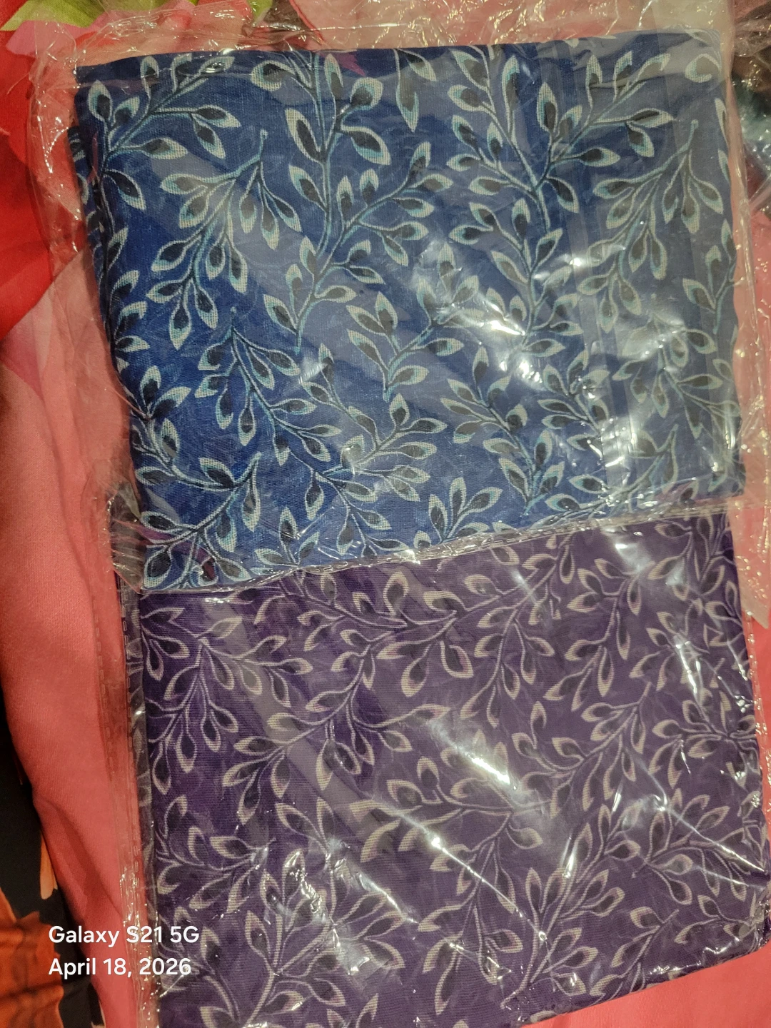 Two Patterned Scarves - Blue & Purple