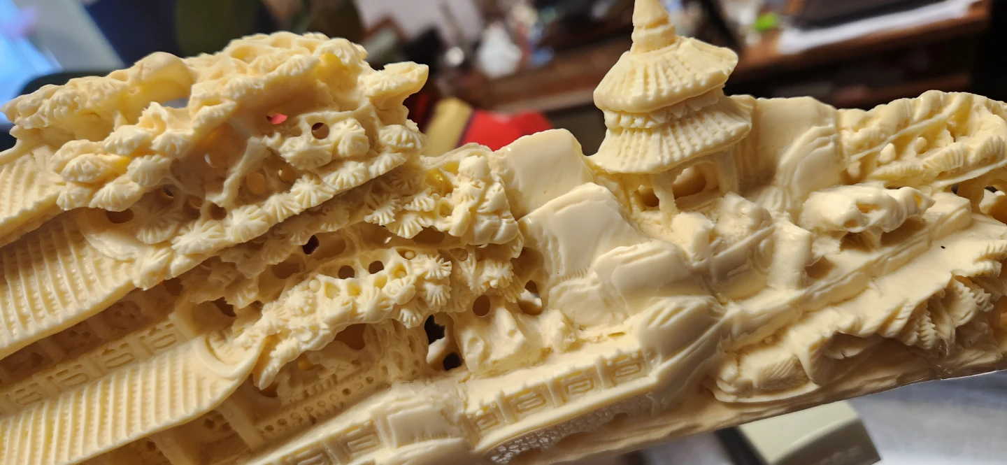 Carved Ivory Tusk Sculpture - photo 2