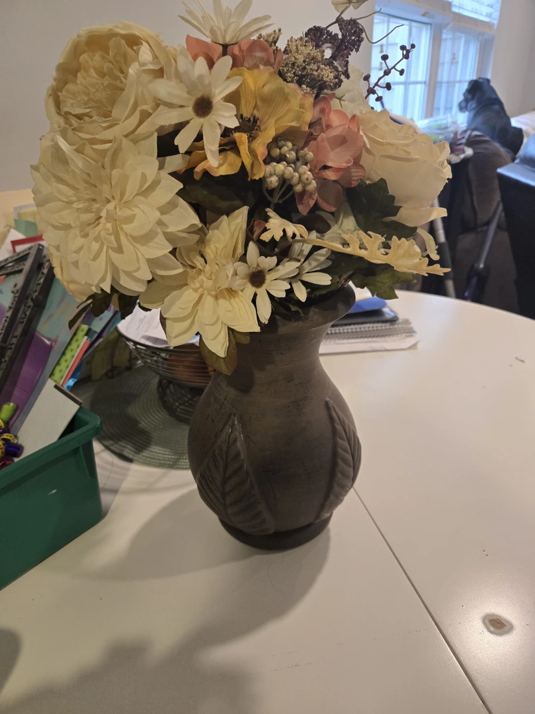 Artificial Flower Arrangement in Brown Vase
