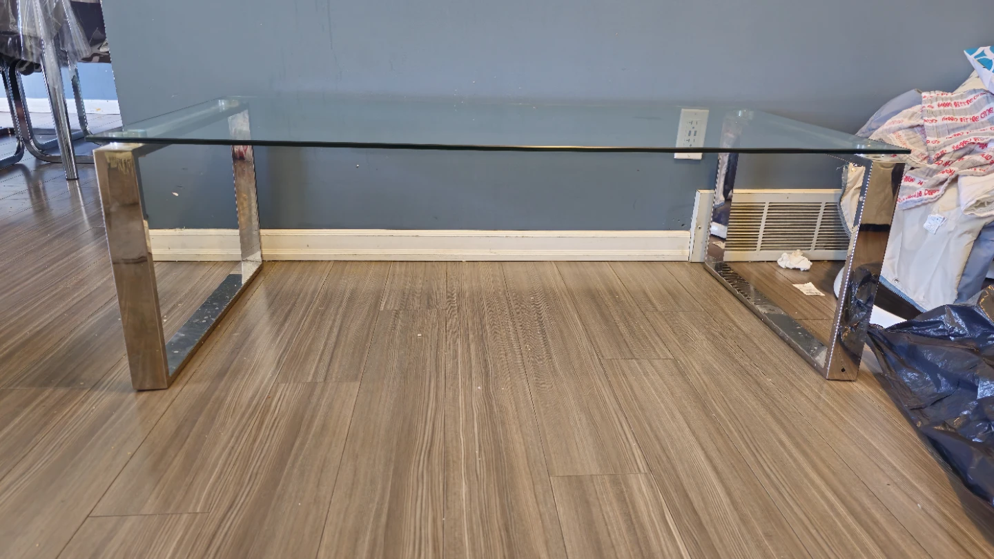 Glass Top Coffee Table with Chrome Frame - photo 2