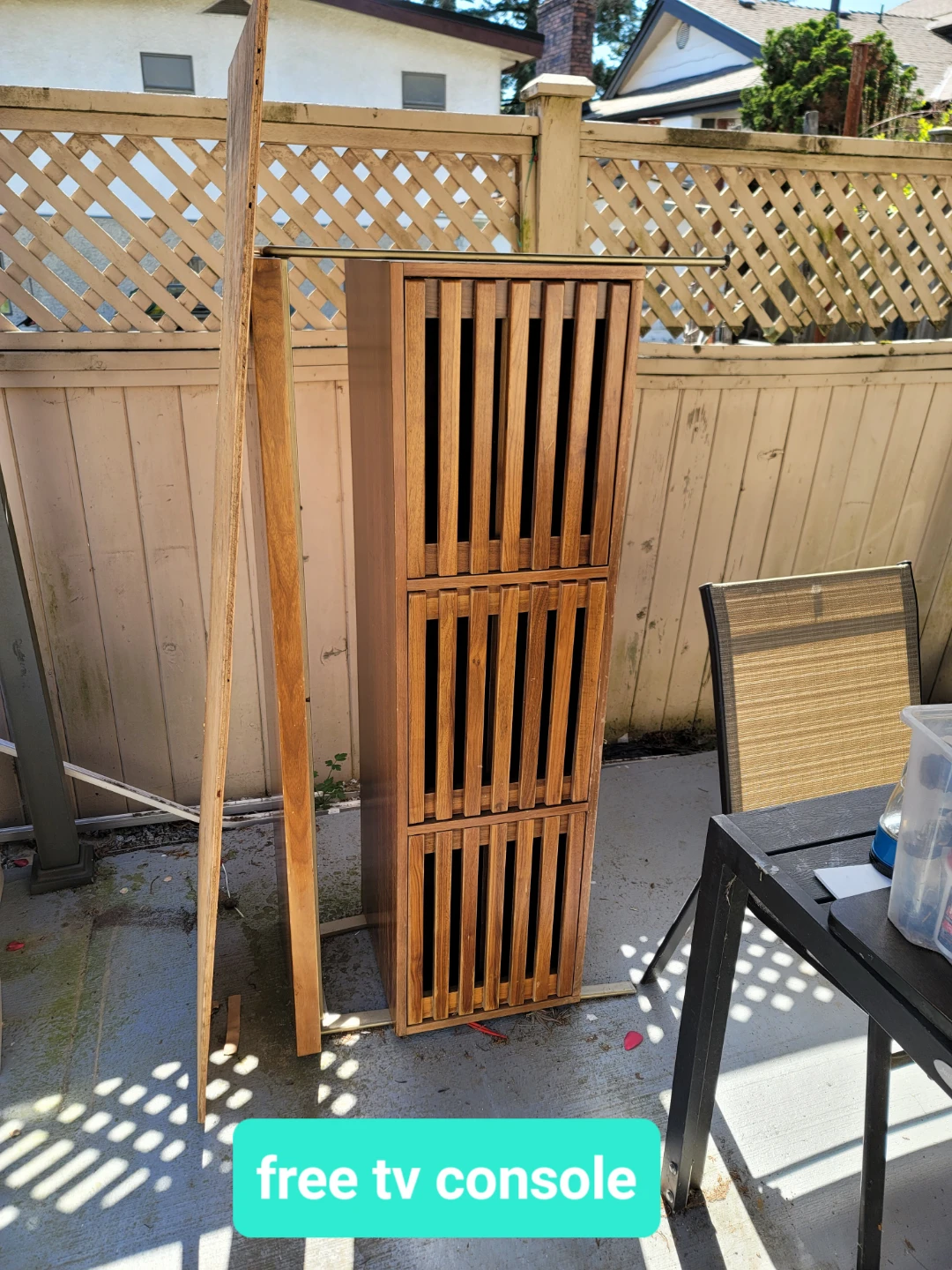 Wooden TV Console with Slat Doors