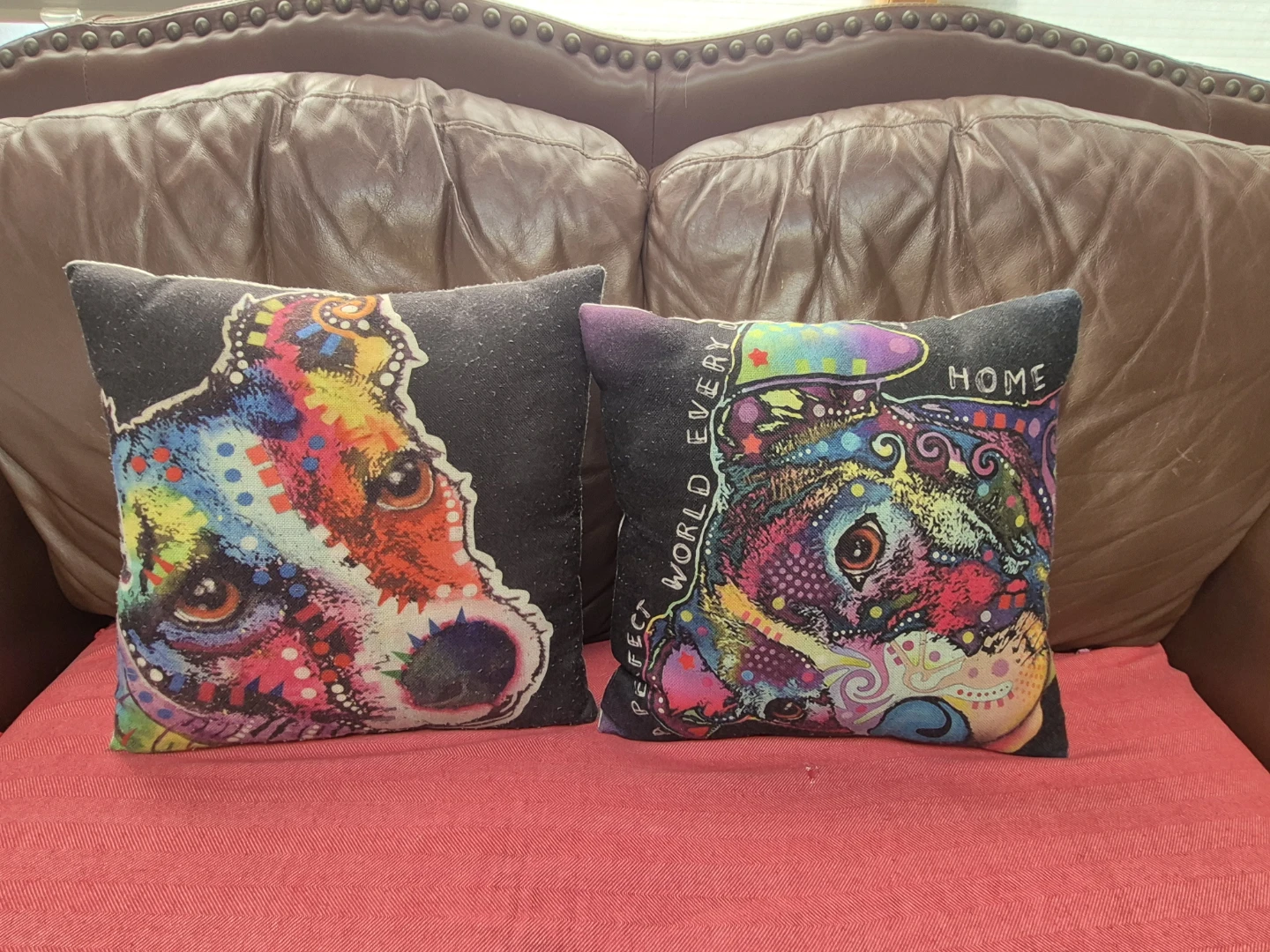 Set of 2 Decorative Throw Pillows with Dog Art