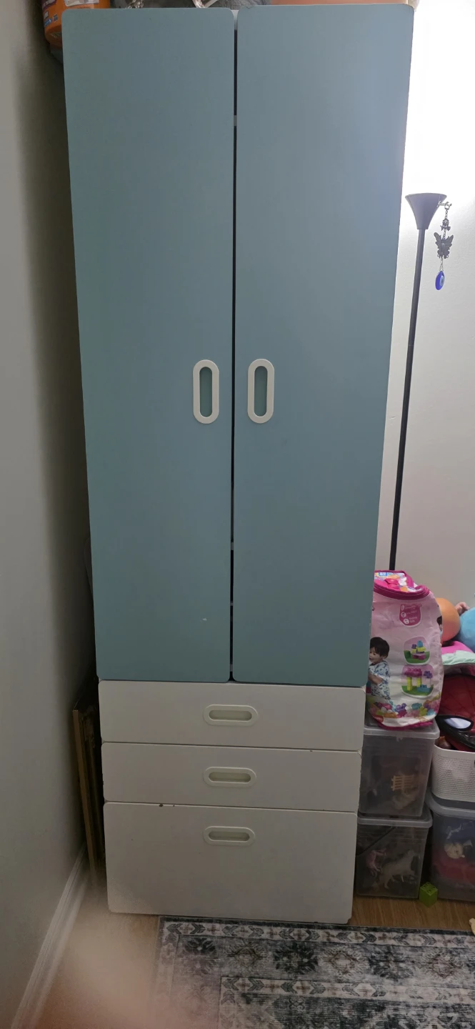 IKEA SMÅSTAD Wardrobe with 3 Drawers - Blue/White