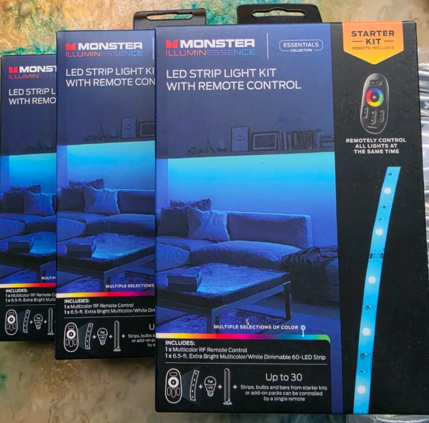 3-pack Monster Illuminessence LED Strip Light Kit with Remote