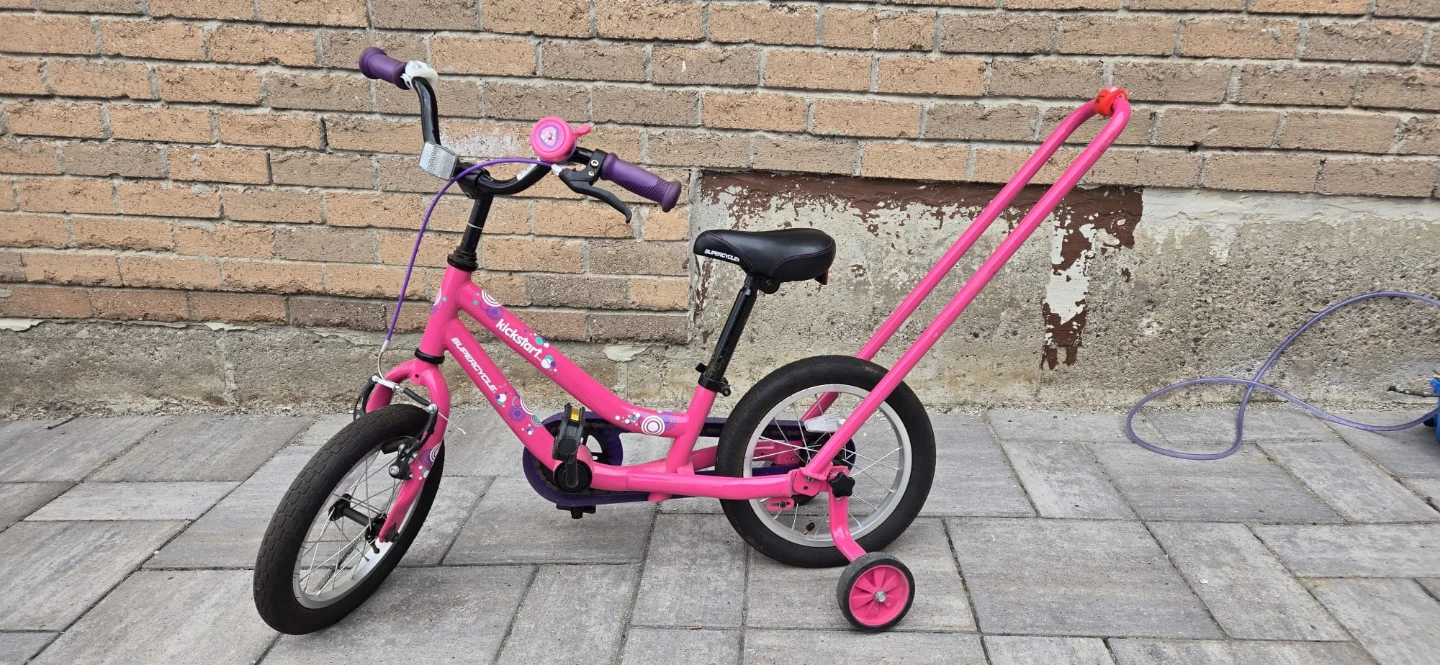 Supercycle Kickstart Kids Bike with Push Handle - Pink - photo 2