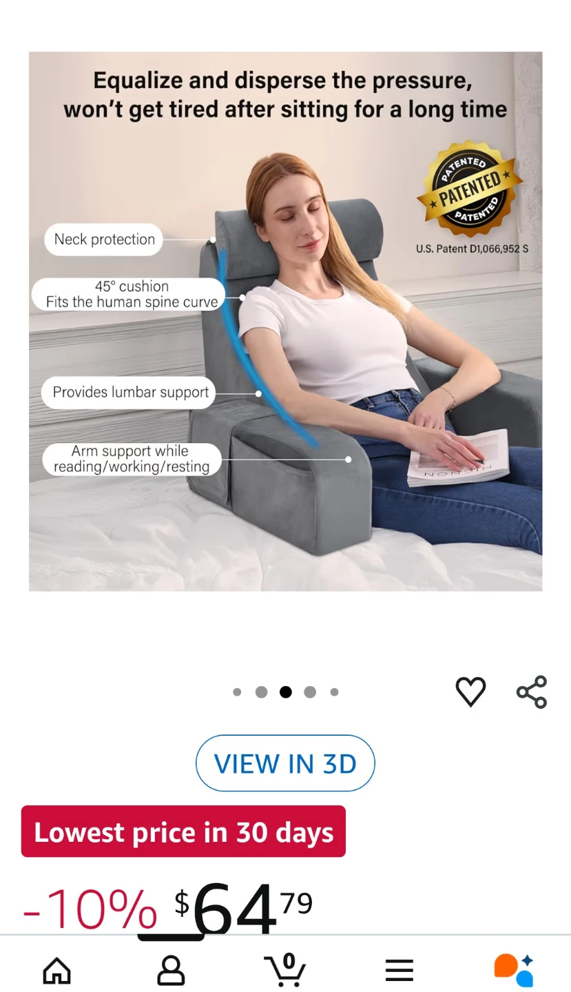 ENITYA Reading Pillow for Bed Sitting Adult Backrest Cushion - photo 3