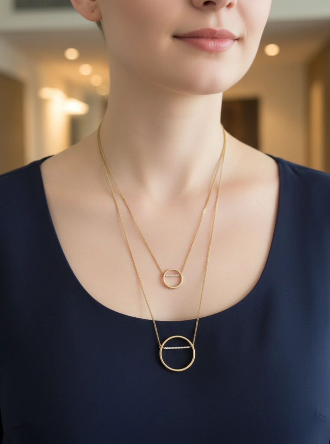 Layered Circle Pendant Necklace
