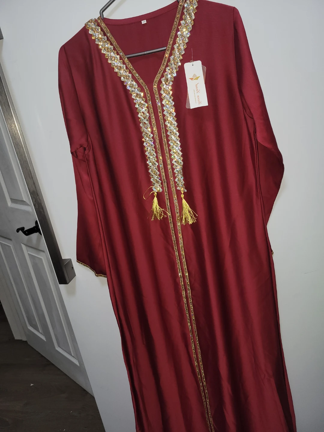 Maroon Kaftan Dress with Embellishments - photo 2