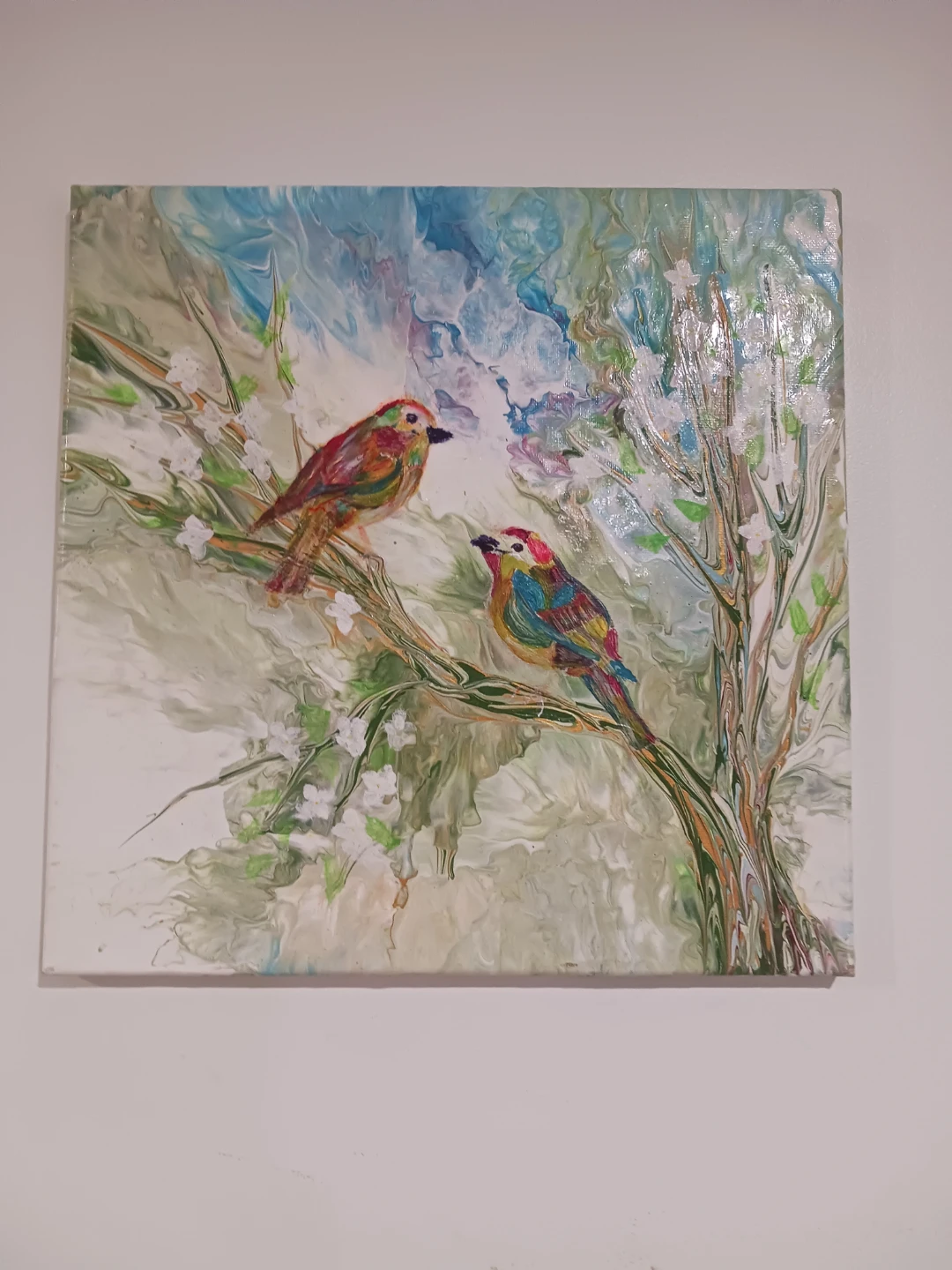 Hand painted Abstract Bird Art Painting