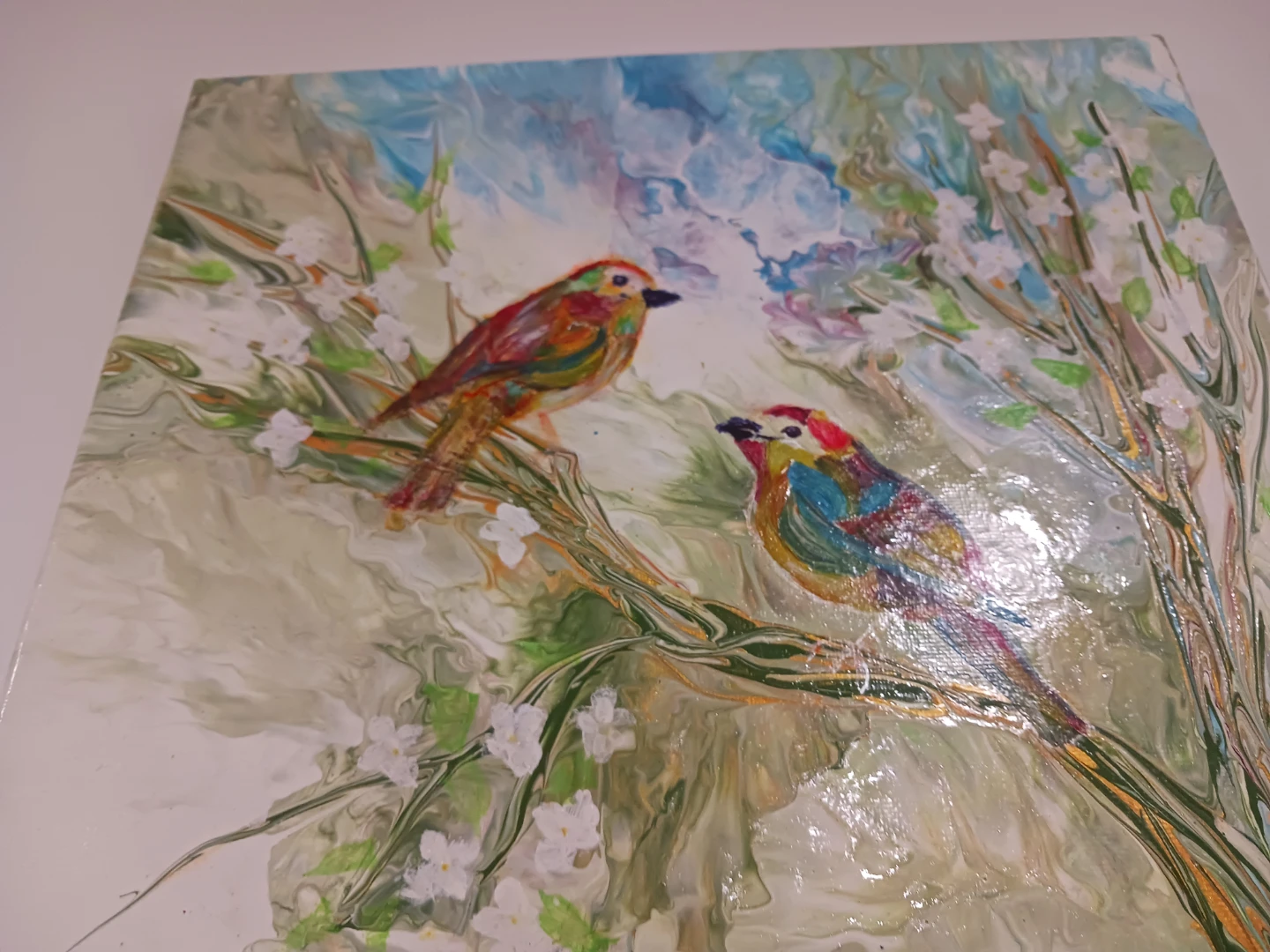 Hand painted Abstract Bird Art Painting - photo 2