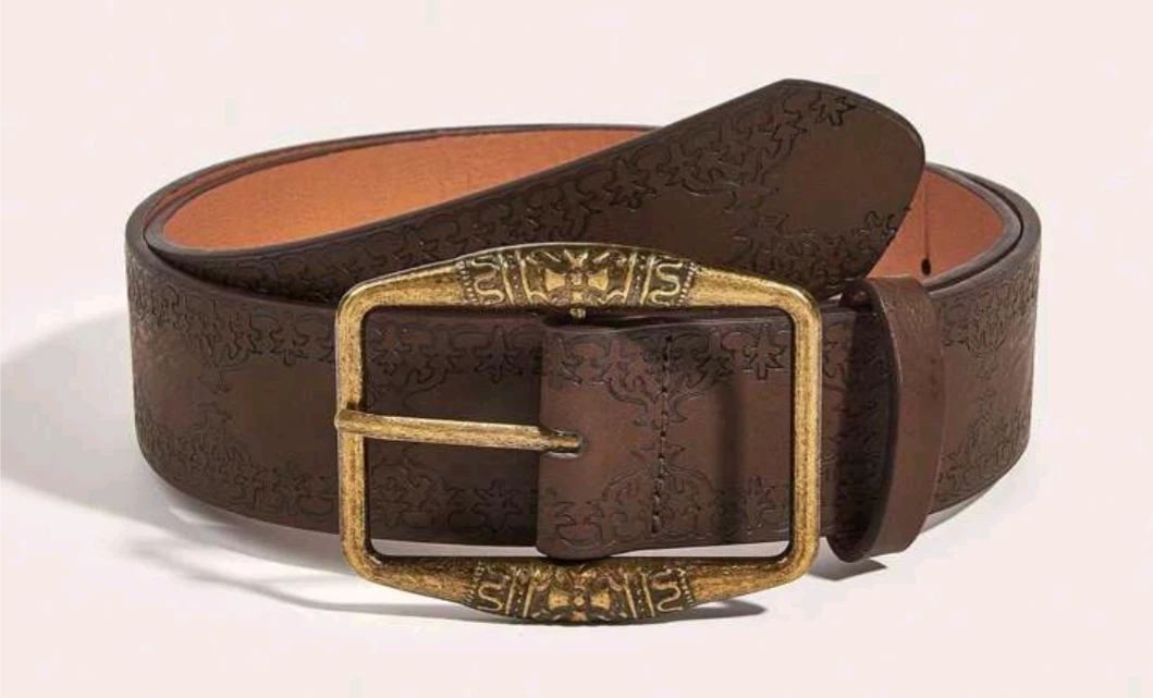 Western Faux Leather Belt - Black & Brown - photo 3