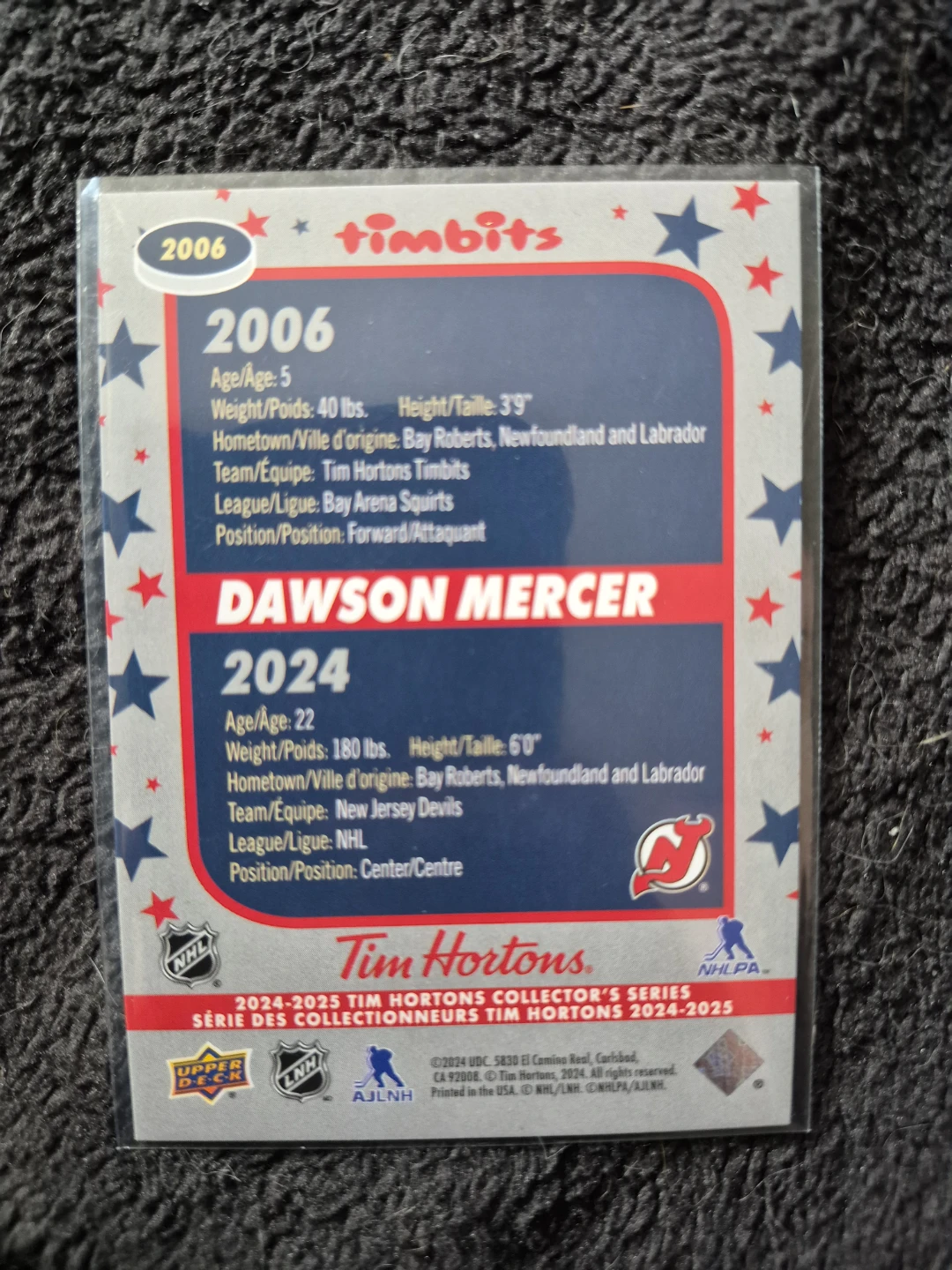 2024 Timbits Dawson Mercer Hockey Card - photo 3