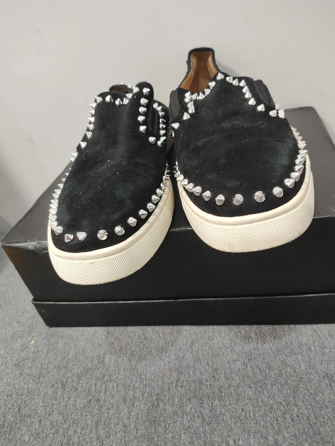 Louboutin  Paris Men Shoes with Sliver spikes.