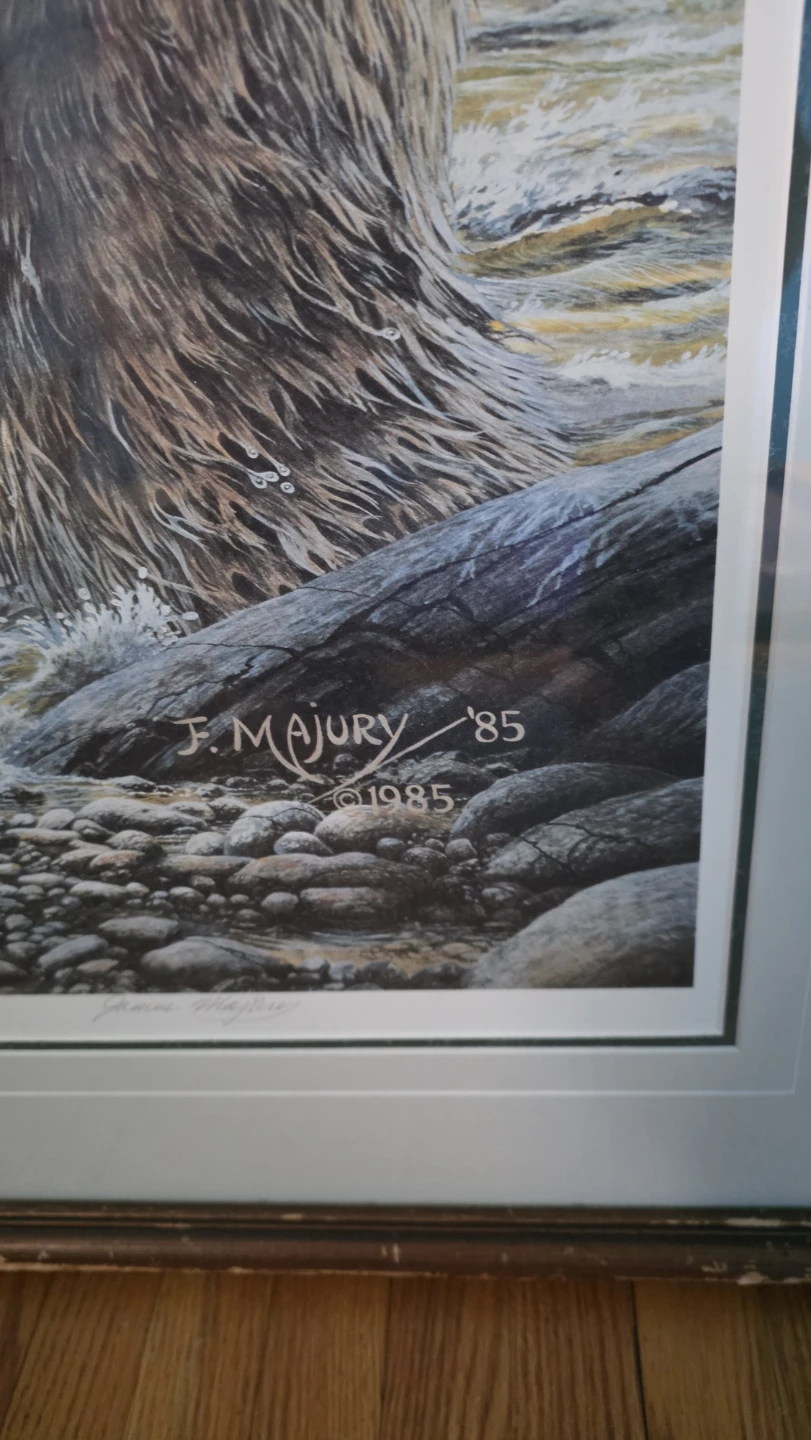 Framed "Grizzly & Salmon" Print by J. Majury '85 - photo 2