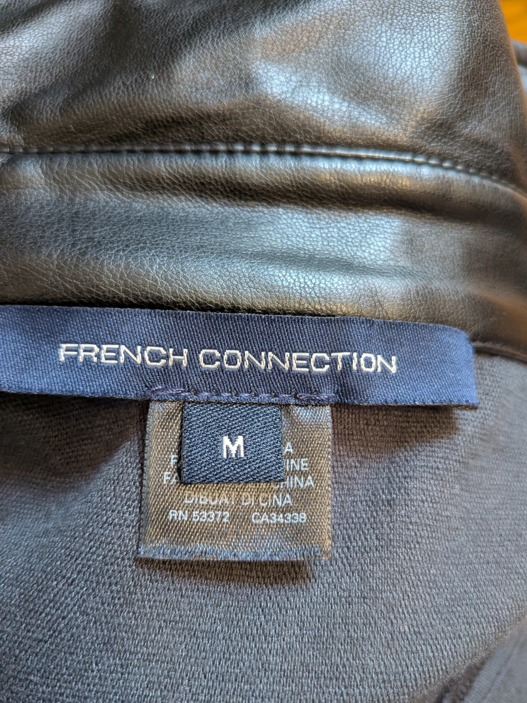 French Connection Black Faux Leather Shirt - Size M - photo 2