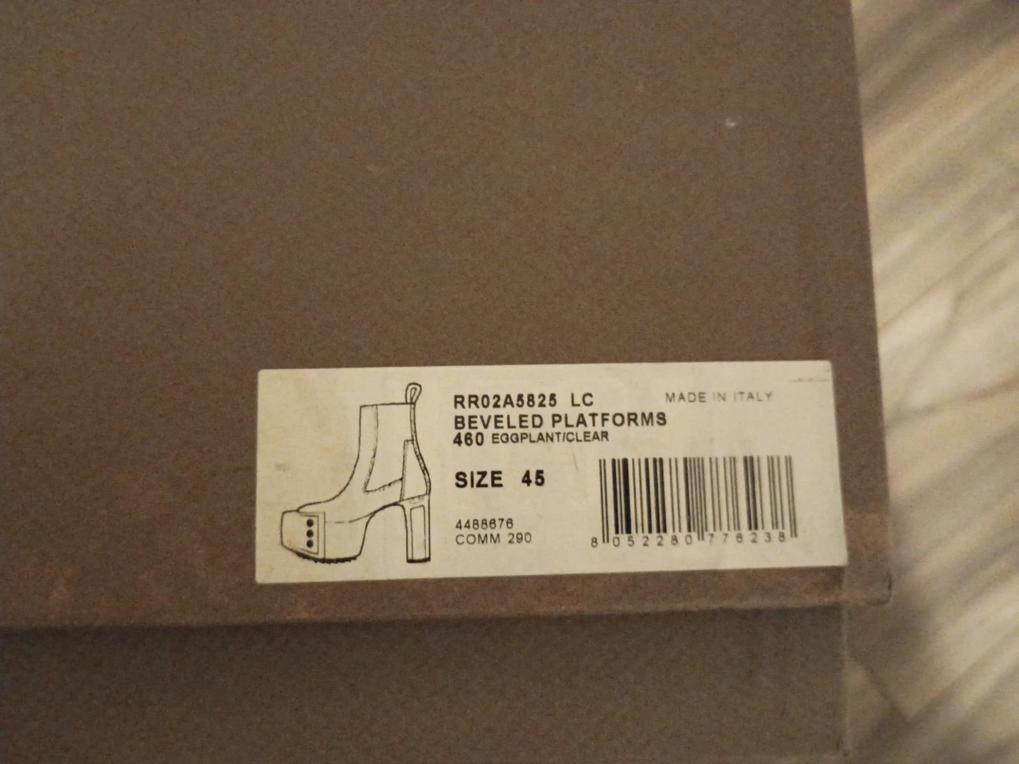 Rick Owens Beveled Platform Boots Eggplant Size 45 - photo 5