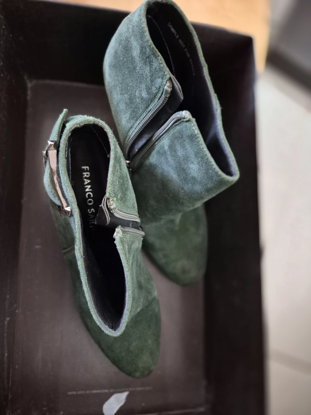 Franco Sarto Suede Ankle Boots - Green - Size 6 - photo 4