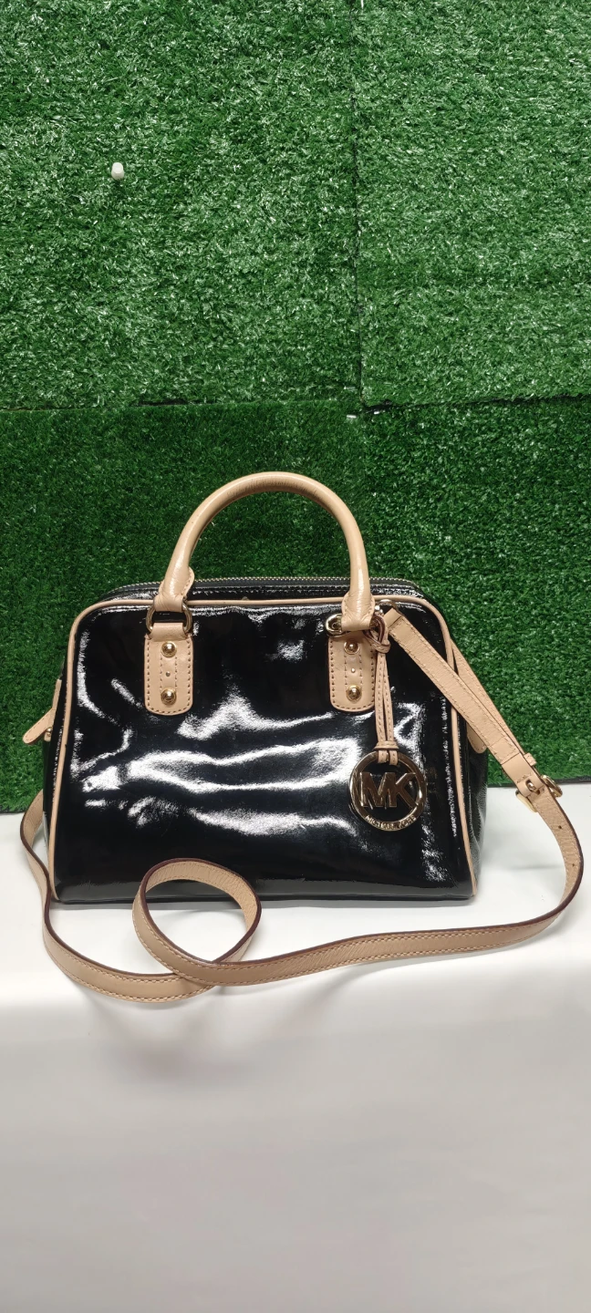 Michael Kors Black Patent Leather Satchel Handbag