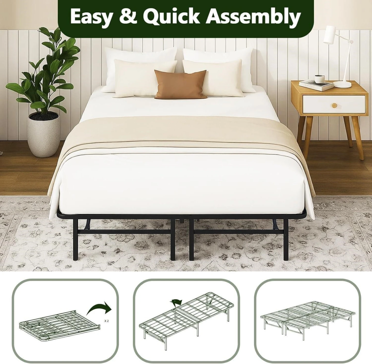 Brand New - Queen / 2 Twin 14" Foldable Metal Platform Bed Frame - photo 4