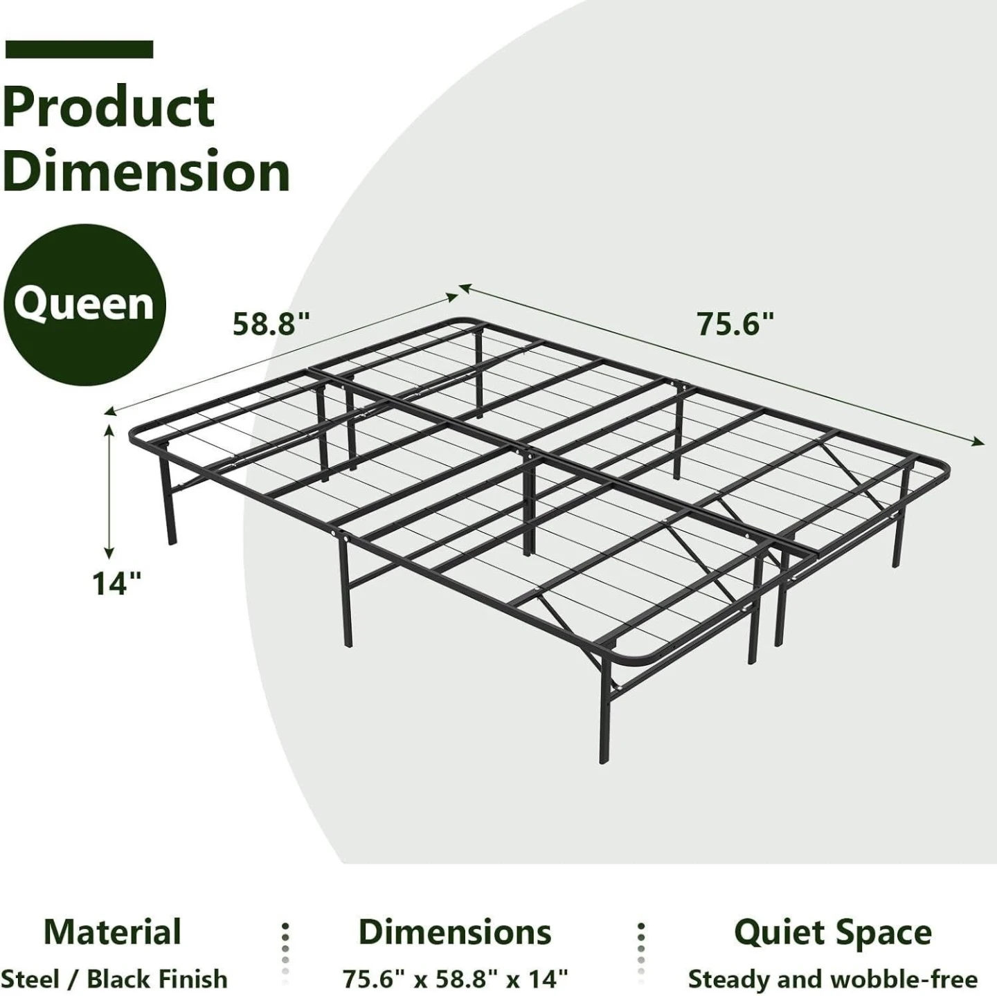 Brand New - Queen / 2 Twin 14" Foldable Metal Platform Bed Frame - photo 2