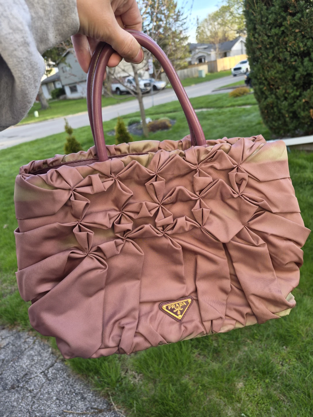 Authentic PRADA Tessuto Gaufre Antico Iridescent Handbag 🌱