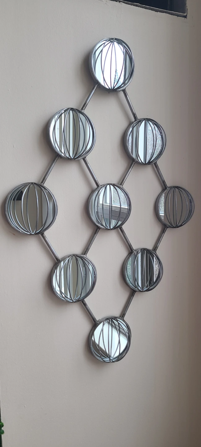 Wire Sphere Mirror Wall Decor