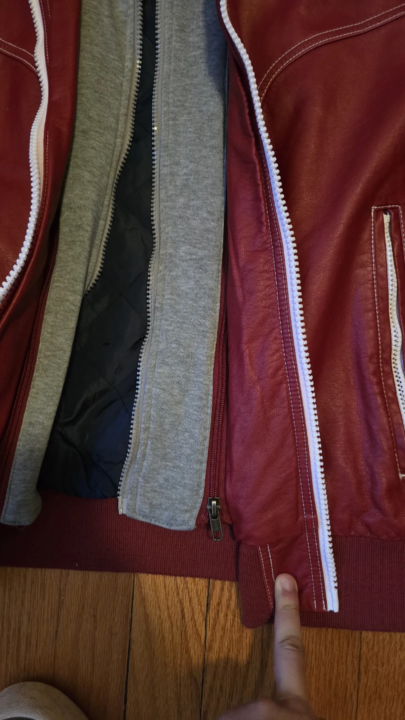 Black Riot Red Faux Leather Hooded Bomber Jacket - photo 4