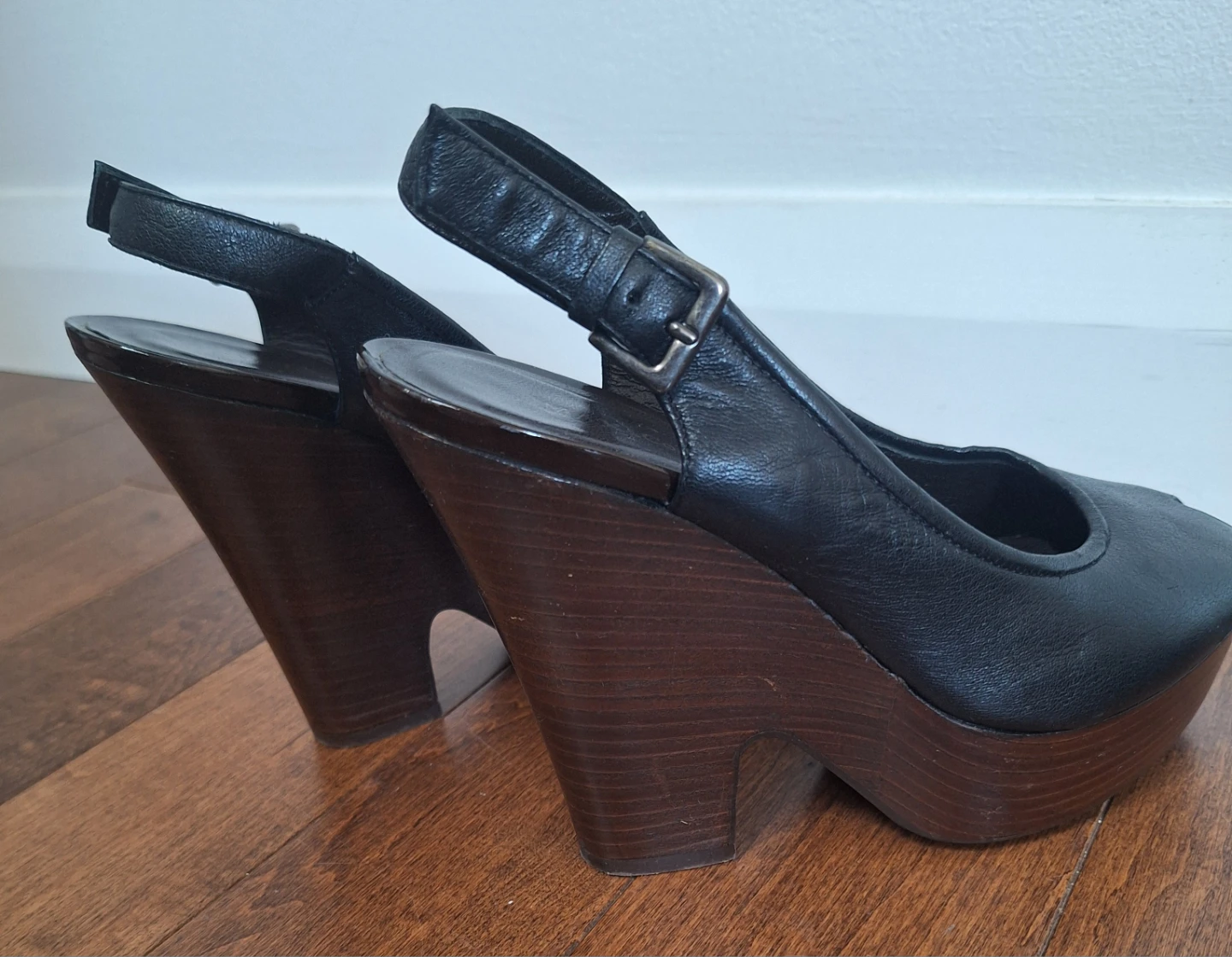 MAX&Co. Black Peep-Toe Wedge Slingbacks - photo 2
