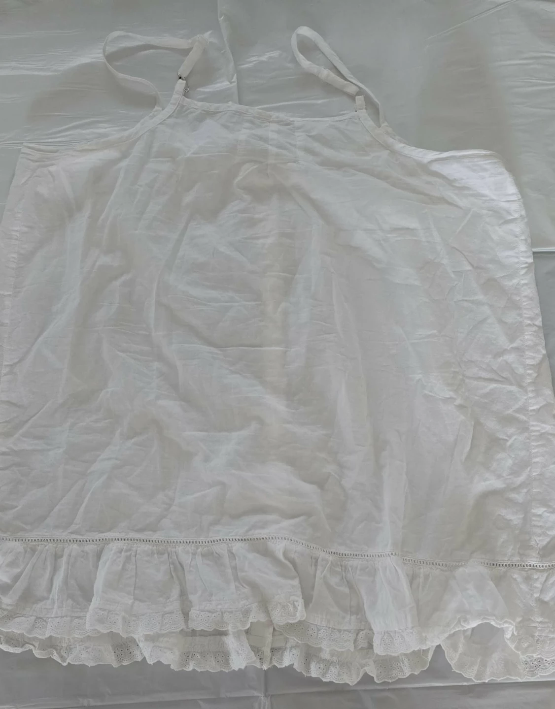 White Cotton Camisole top with Ruffle Trim - Size L - photo 4