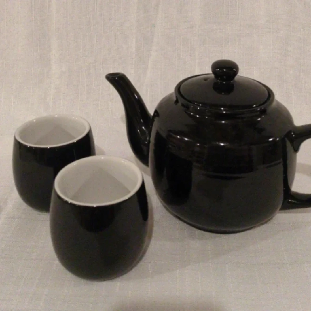 Black Teapot and Two Cups Set
