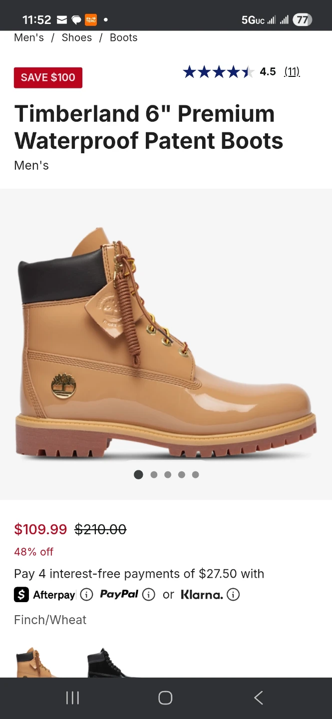 Timberland 6" Premium Waterproof Patent Boots