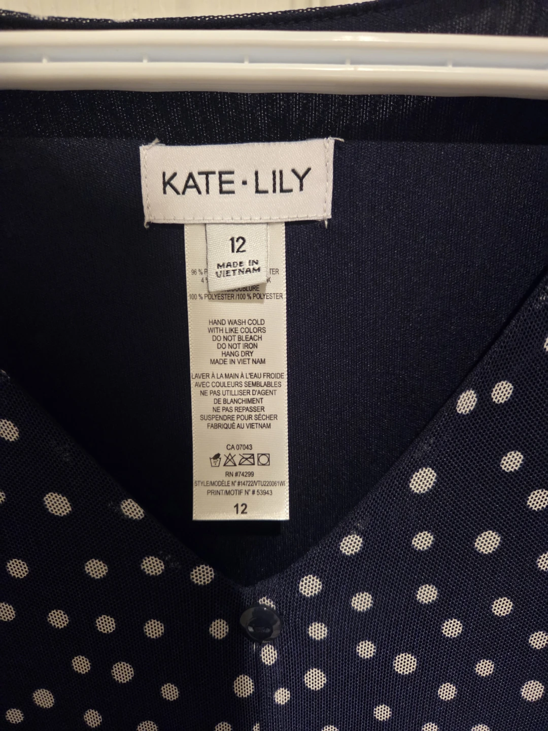 Kate Lily Navy Polka Dot Tiered Dress Size 12 - photo 3