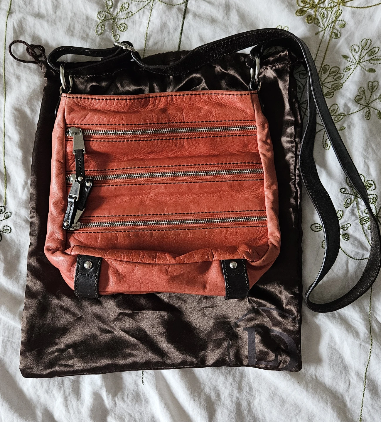 Vintage Danier Orange Leather Crossbody Bag - photo 2