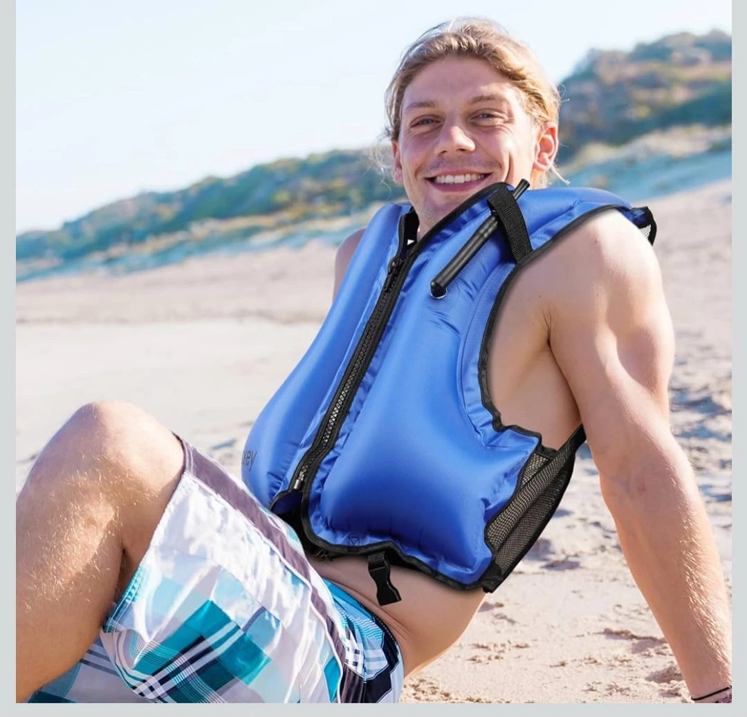 JURMICKEY Blue Inflatable Snorkel Vest