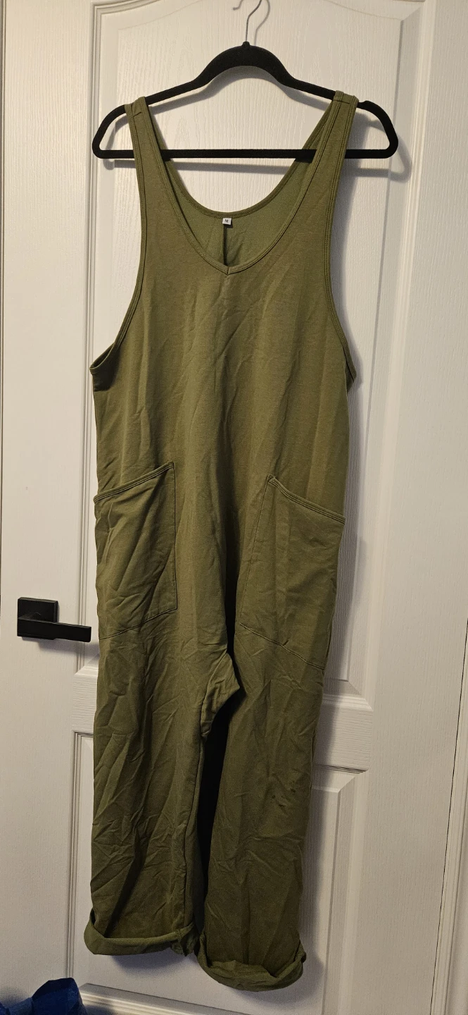 Olive Green Jumpsuit with Pockets