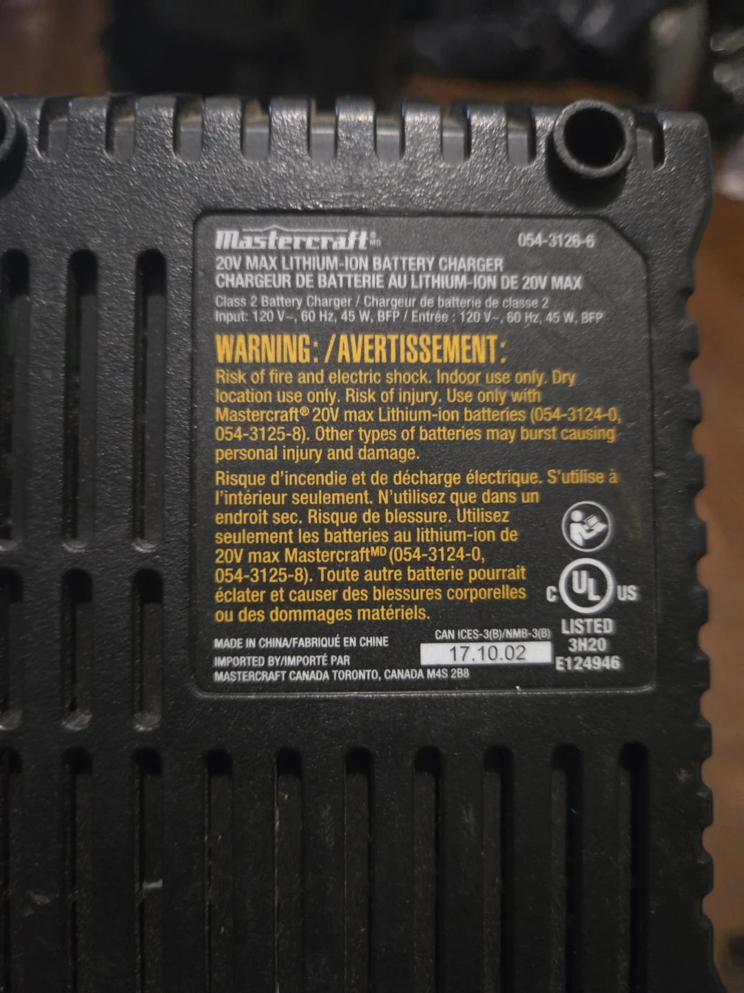 Mastercraft 20V Max Lithium-Ion Battery Charger - photo 5