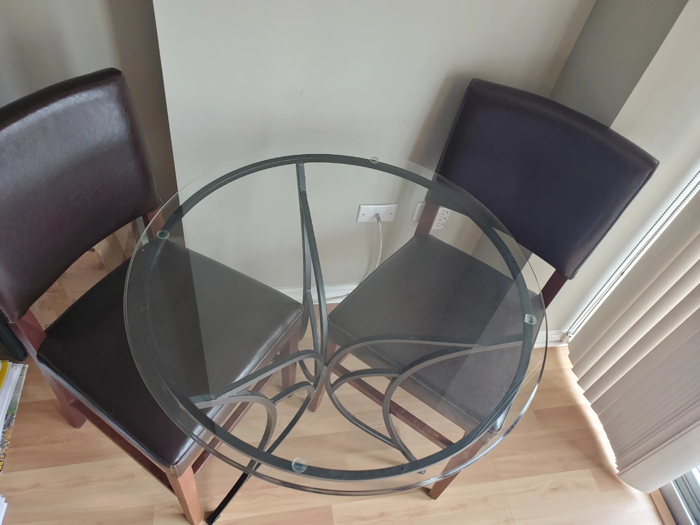 Round Glass Top Bistro Set with 2 Chairs - photo 3